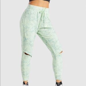 Gymshark Chalk Joggers in Light Green Print